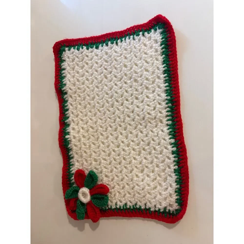 Set of 4 Vintage Kitschy Christmas Crochet Placemats